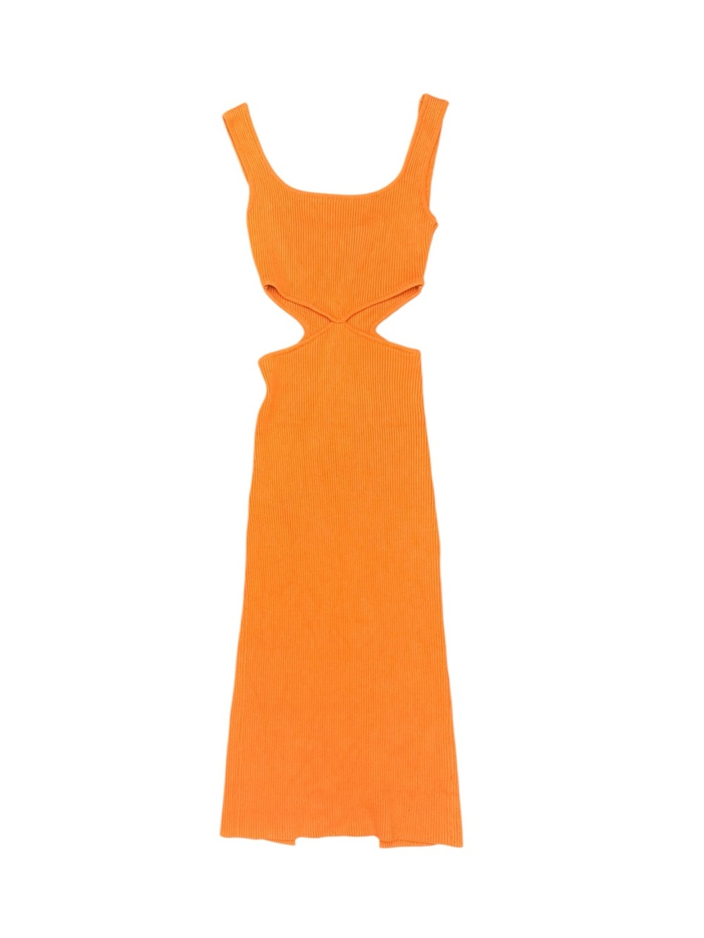 12th Tribe Orange Ribbed Dress with Cutout - Small